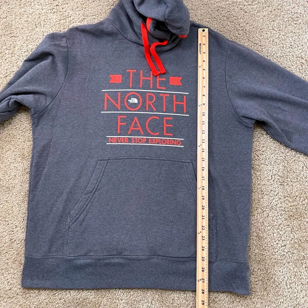 The‎ North Face Men's Large Gray Hoodie Graphic Pullover Sweatshirt Orange Grey
